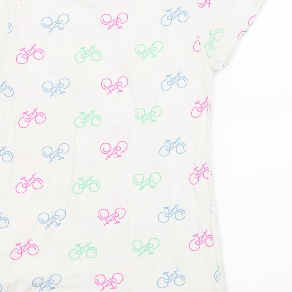 Primark Womens Ivory Geometric Jersey Basic T-Shirt Size 4  - Bike