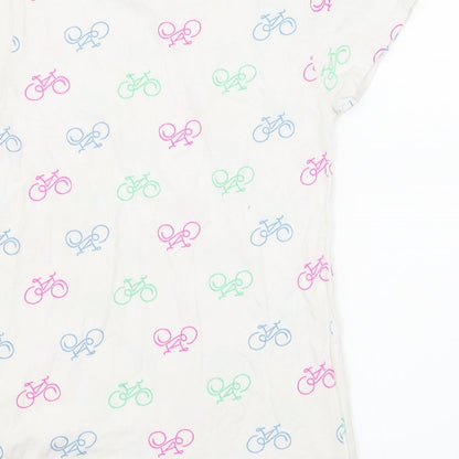 Primark Womens Ivory Geometric Jersey Basic T-Shirt Size 4  - Bike