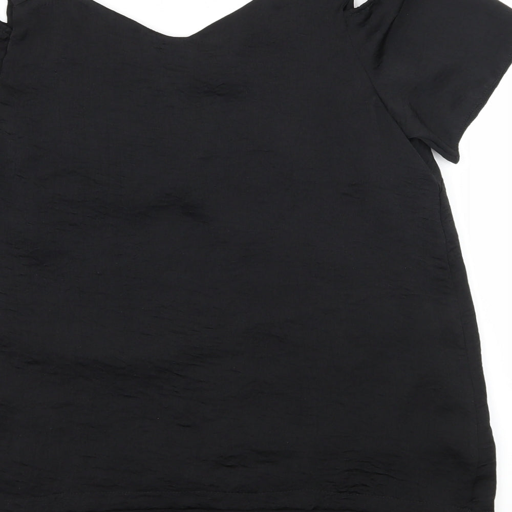 Paraphrase Womens Black   Basic Blouse Size 10  - Cut Out Shoulder