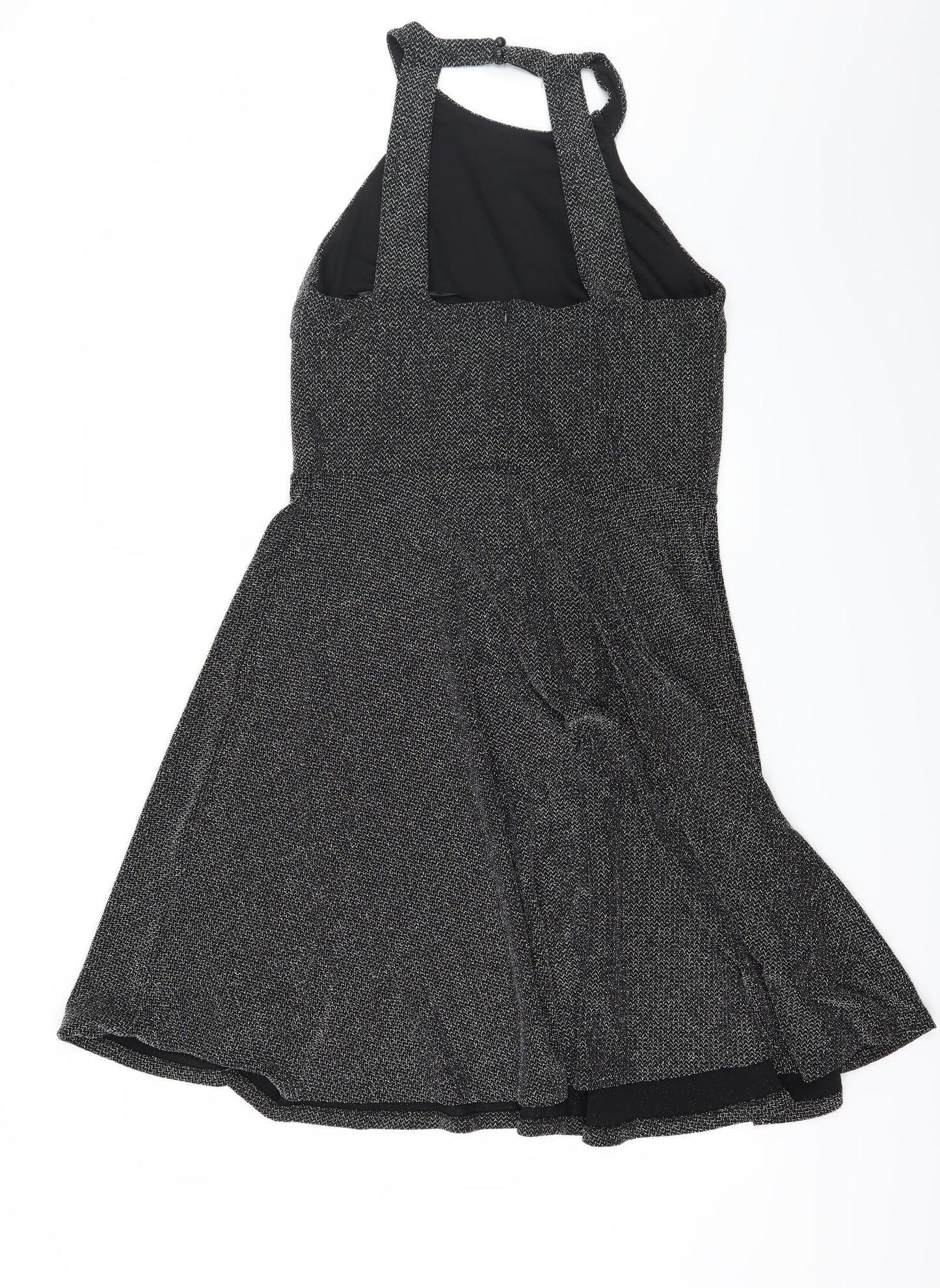 Body Flirt Womens Grey Herringbone Jersey Skater Dress  Size M