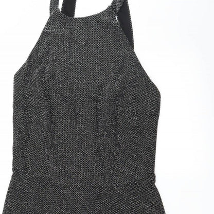 Body Flirt Womens Grey Herringbone Jersey Skater Dress  Size M