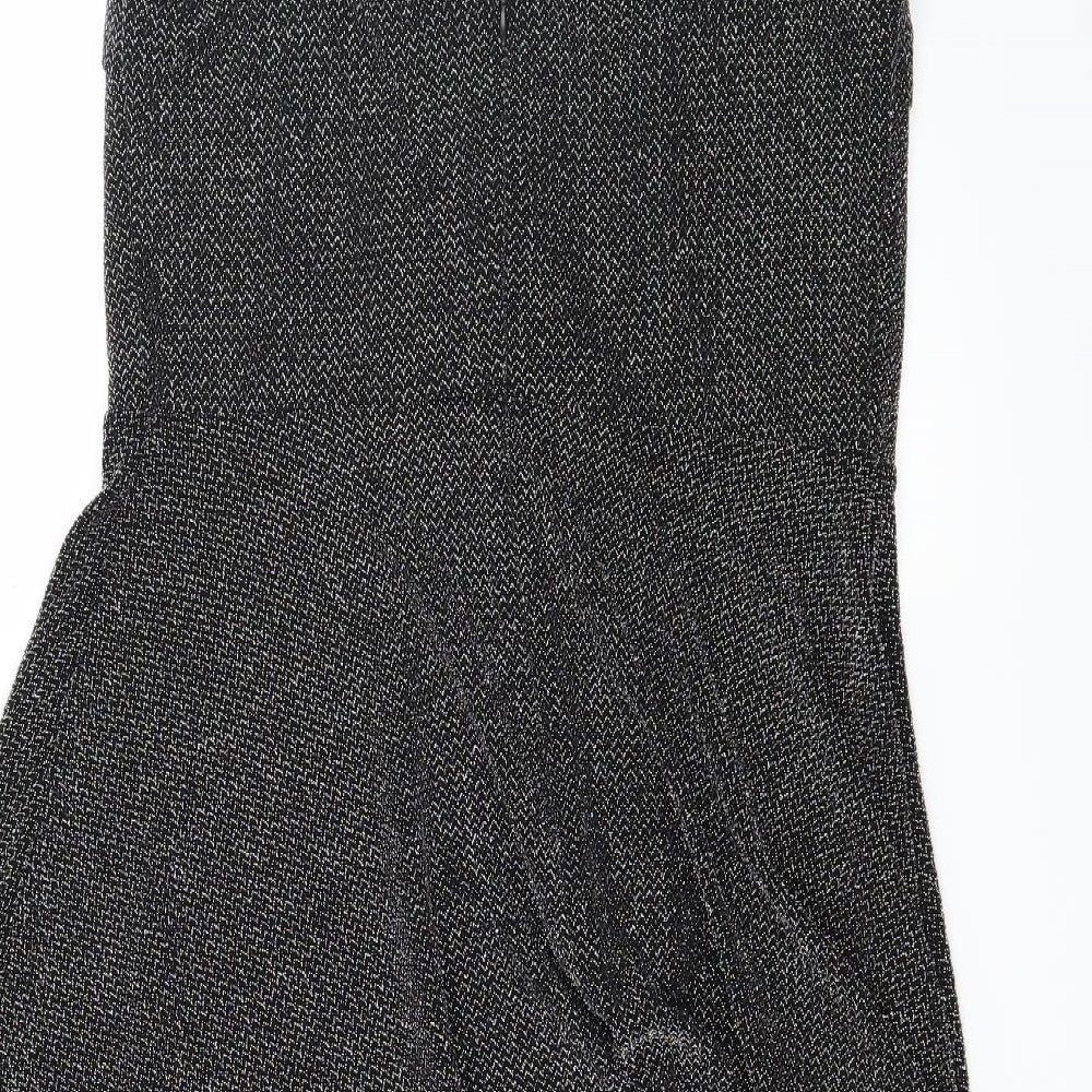 Body Flirt Womens Grey Herringbone Jersey Skater Dress  Size M