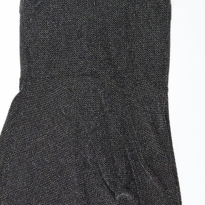 Body Flirt Womens Grey Herringbone Jersey Skater Dress  Size M