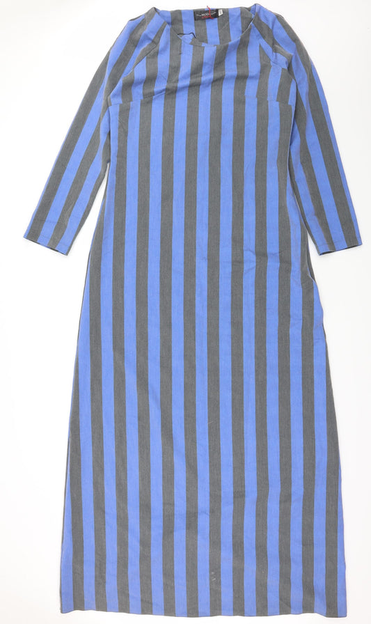 Moda Womens Blue Striped  Maxi  Size 14