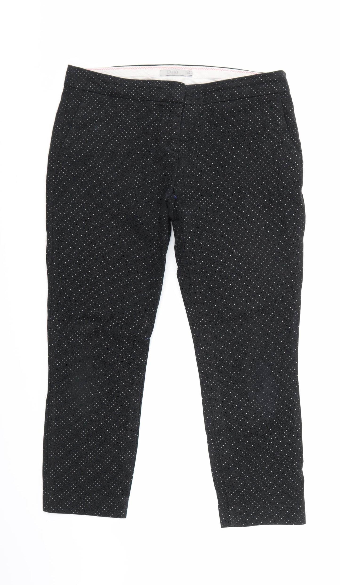 Dalia Womens Beige Polka Dot  Trousers  Size 10 L23 in