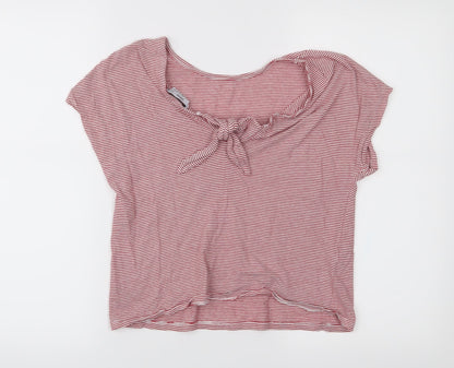 MNG Womens Purple Striped  Cropped Polo Size S