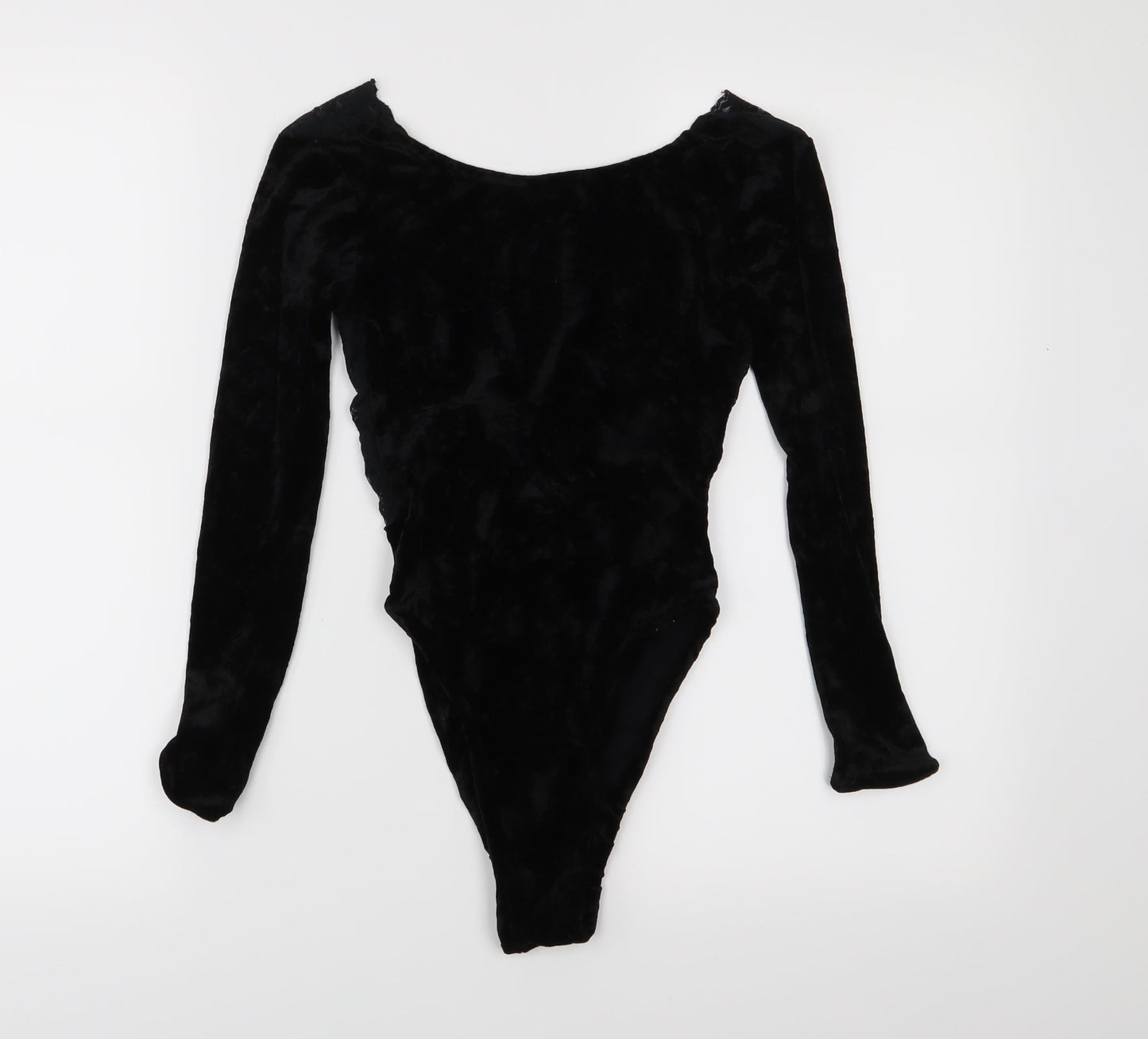 Miss Selfridge Womens Black  Velvet Bodysuit One-Piece
