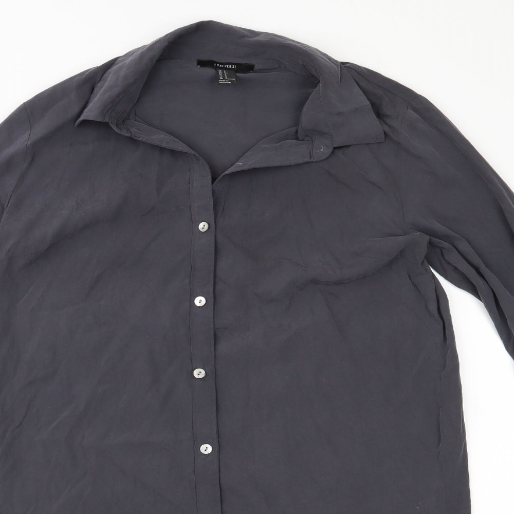 FOREVER 21 Womens Grey   Basic Button-Up Size S