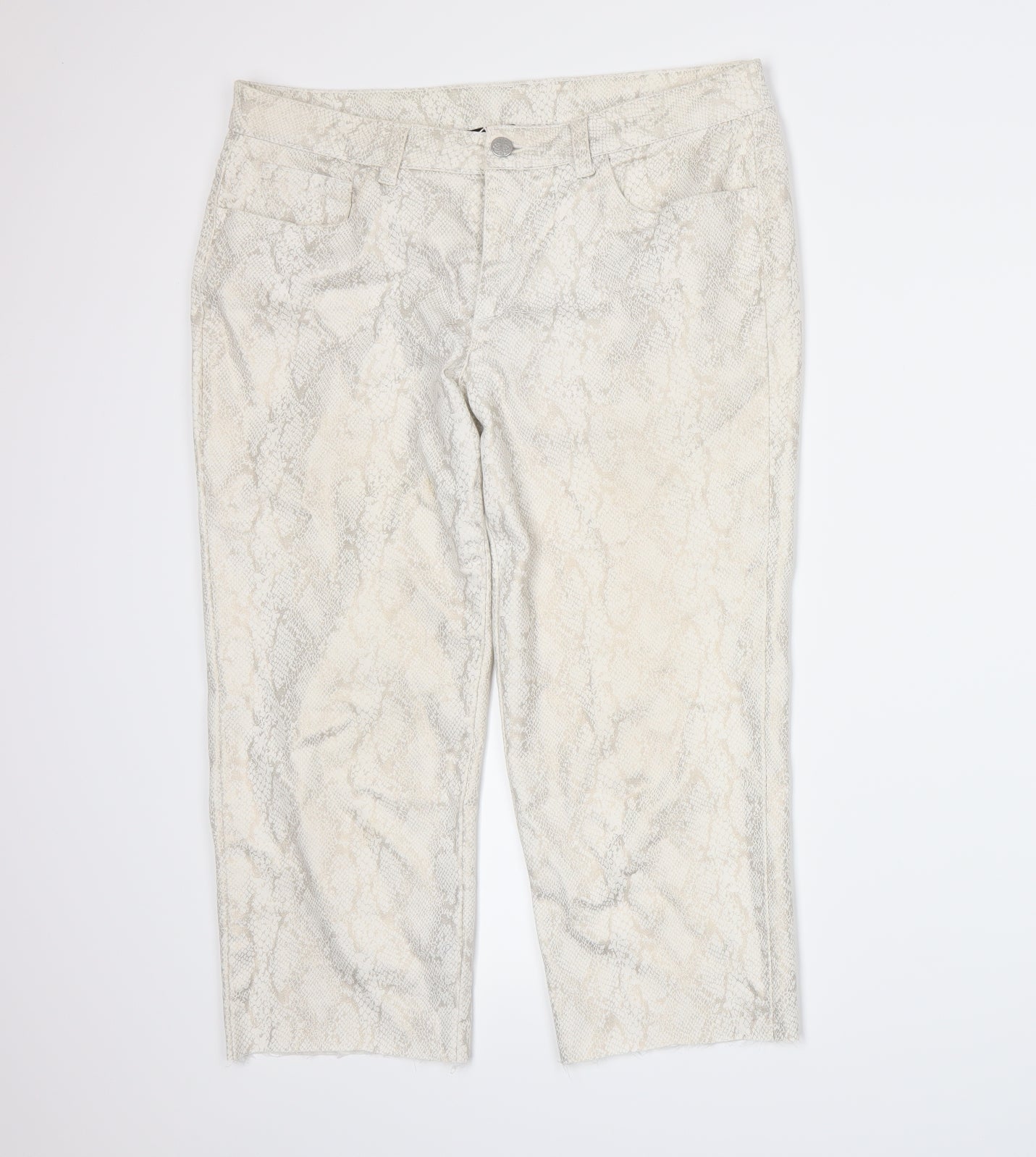 Kaleidoscope Womens Beige Animal Print  Trousers  Size 14 L25 in