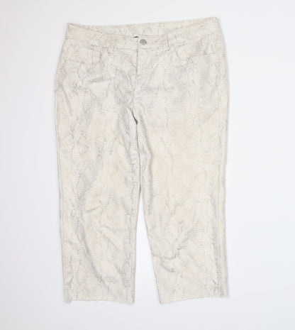 Kaleidoscope Womens Beige Animal Print  Trousers  Size 14 L25 in