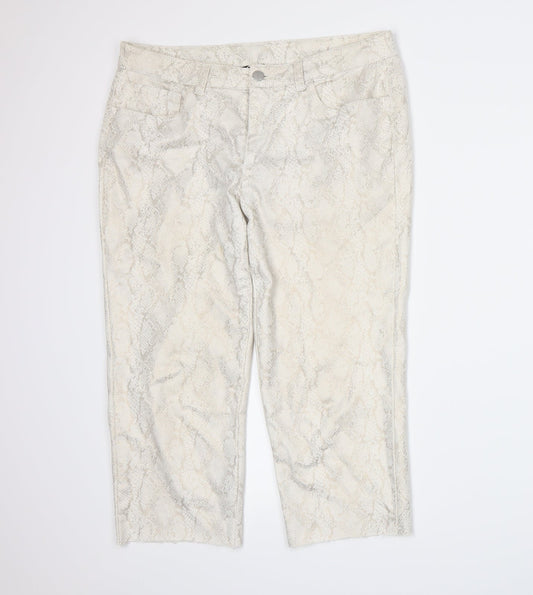 Kaleidoscope Womens Beige Animal Print  Trousers  Size 14 L25 in