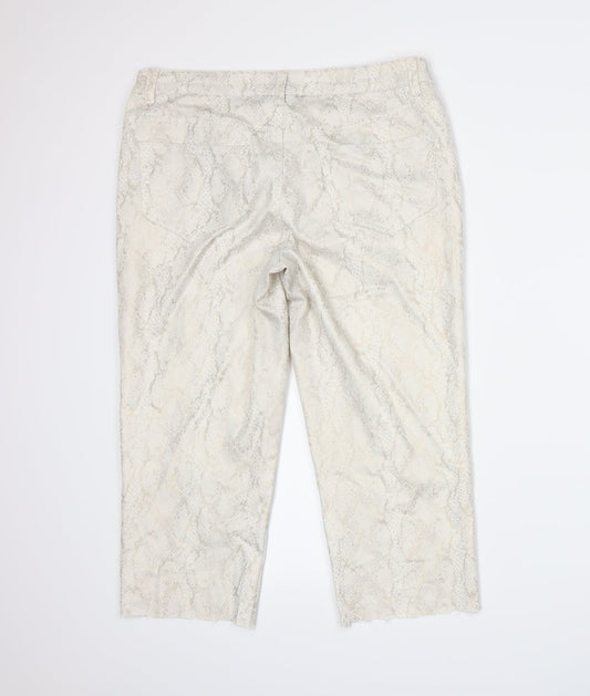 Kaleidoscope Womens Beige Animal Print  Trousers  Size 14 L25 in