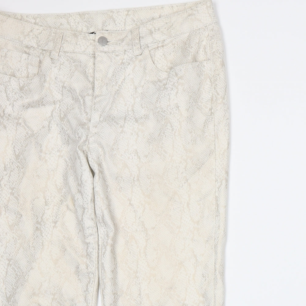 Kaleidoscope Womens Beige Animal Print  Trousers  Size 14 L25 in