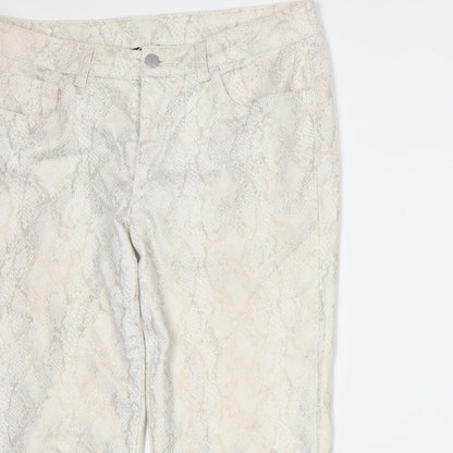 Kaleidoscope Womens Beige Animal Print  Trousers  Size 14 L25 in