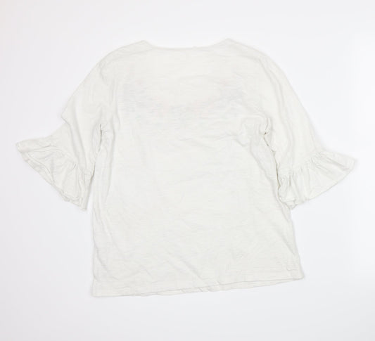 George Womens White Floral  Basic T-Shirt Size 10