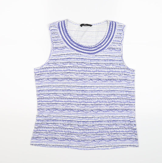 Bonmarché Womens Blue Striped  Basic Tank Size M