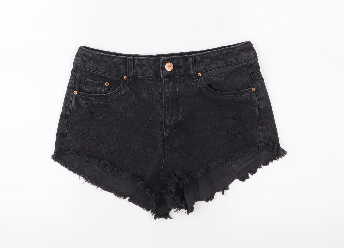 Divided Womens Black  Denim Cut-Off Shorts Size 8 - Distressed