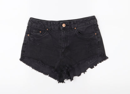 Divided Womens Black  Denim Cut-Off Shorts Size 8 - Distressed