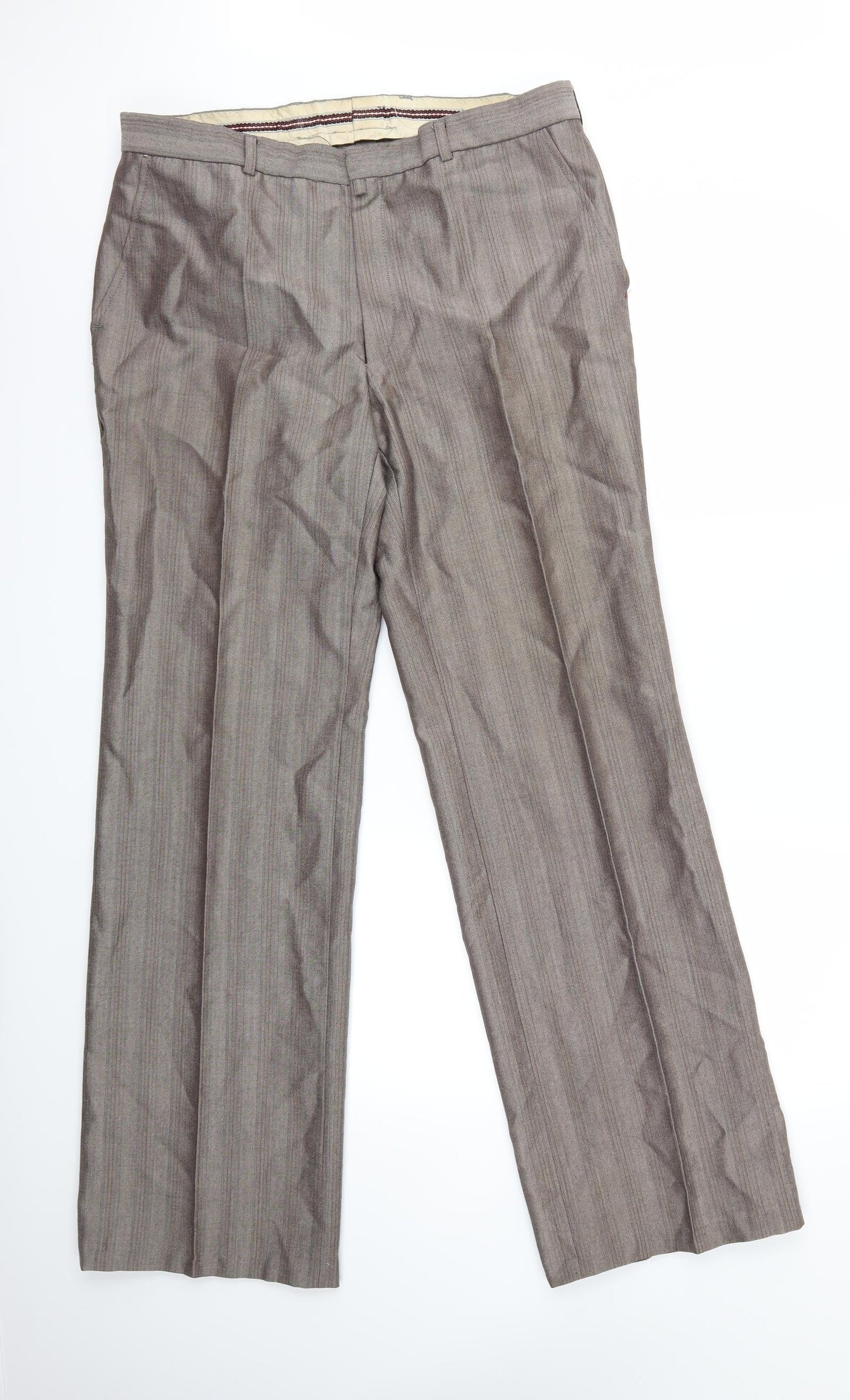 Preworn Mens Grey Striped  Dress Pants Trousers  L32 in