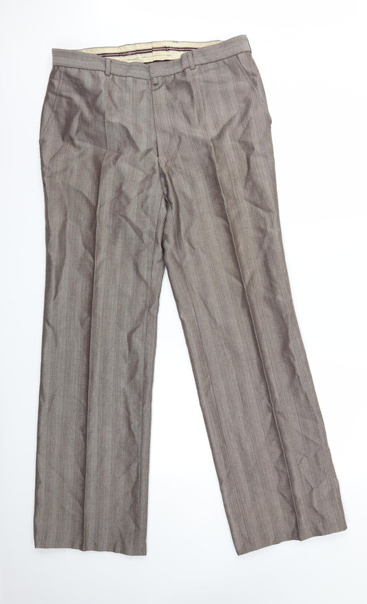 Preworn Mens Grey Striped  Dress Pants Trousers  L32 in