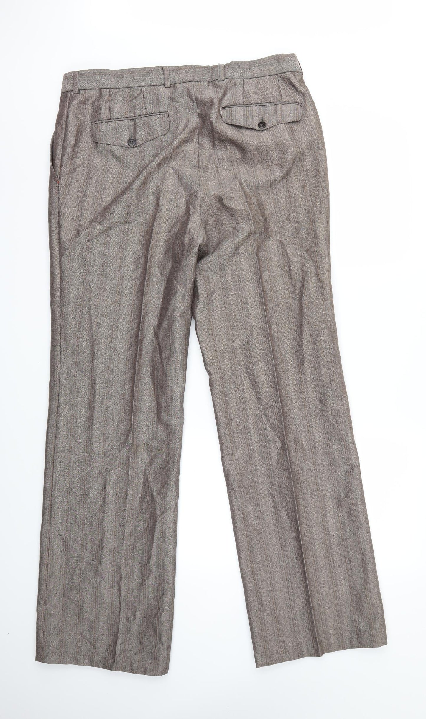 Preworn Mens Grey Striped  Dress Pants Trousers  L32 in