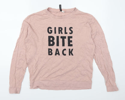 H&M Womens Pink   Pullover Sweatshirt Size M  - Girls Bite Back