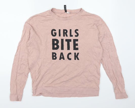 H&M Womens Pink   Pullover Sweatshirt Size M  - Girls Bite Back
