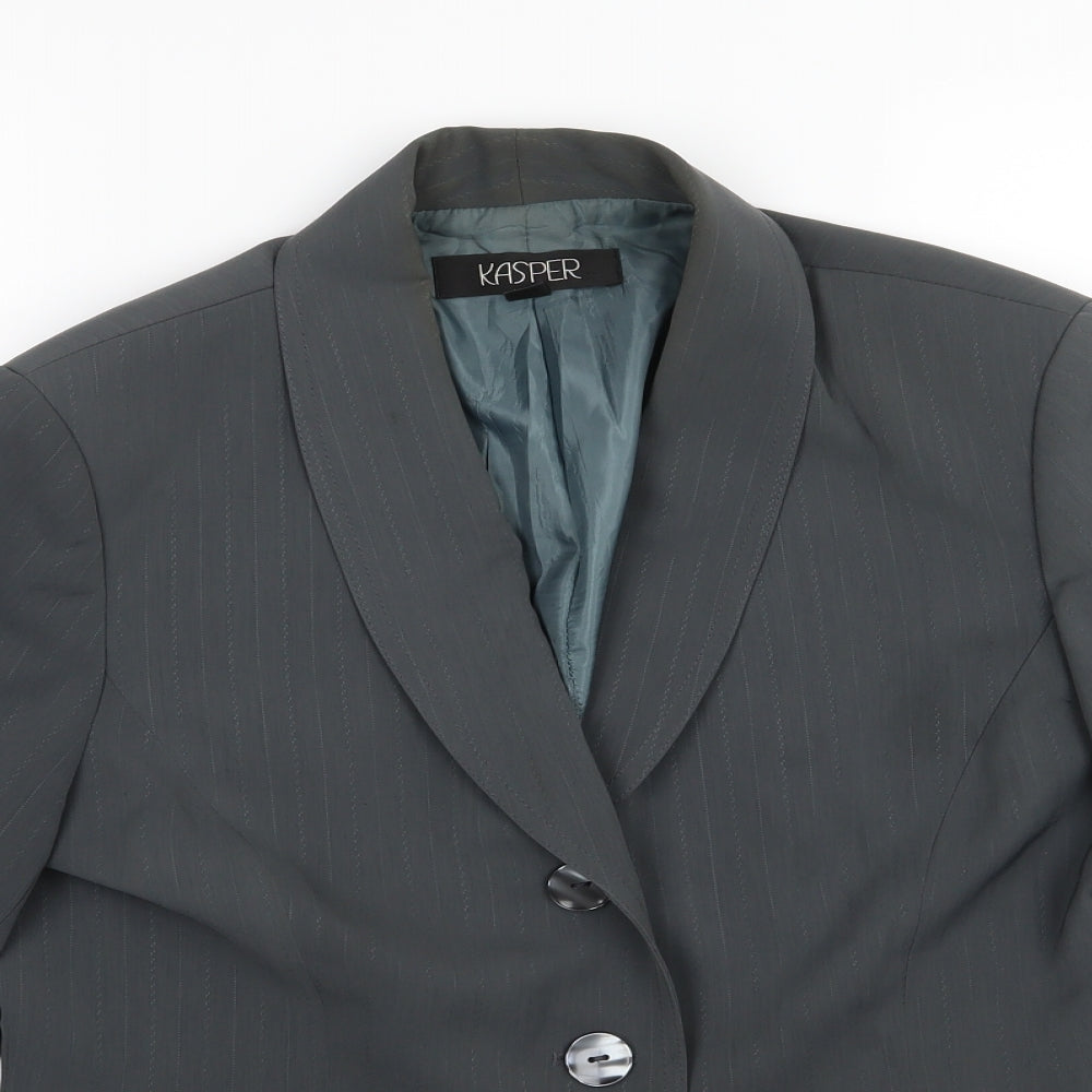 Kasper Womens Grey Striped Rayon Jacket Suit Jacket Size 12