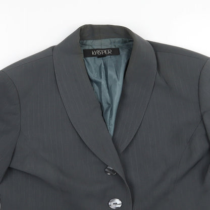 Kasper Womens Grey Striped Rayon Jacket Suit Jacket Size 12