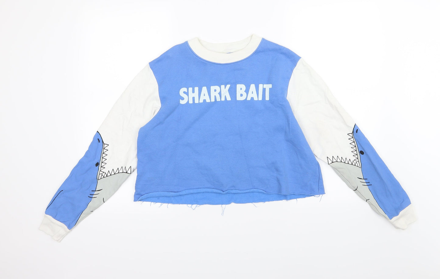 H&M Womens Blue  Jersey Pullover Sweatshirt Size 10  - Shark Bait