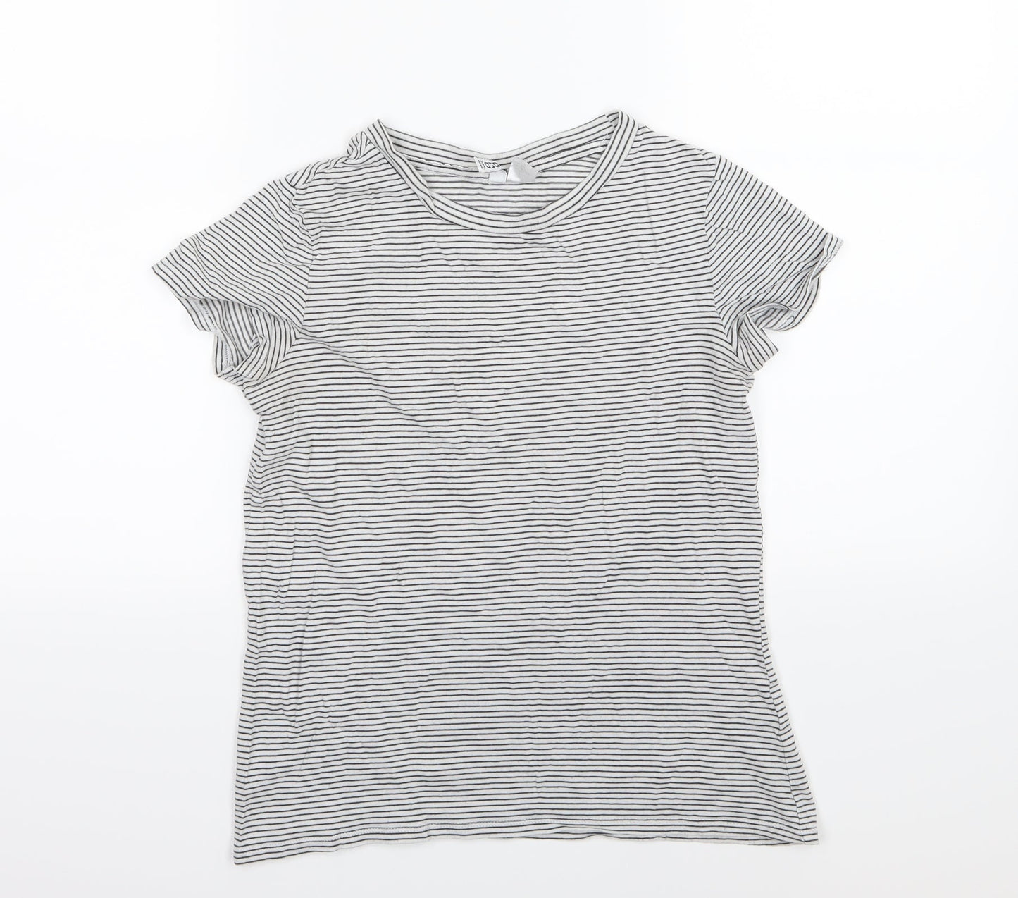 Divided by H&M Womens Grey Striped Jersey Basic T-Shirt Size S