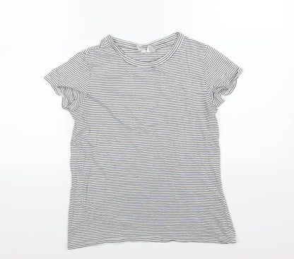Divided by H&M Womens Grey Striped Jersey Basic T-Shirt Size S
