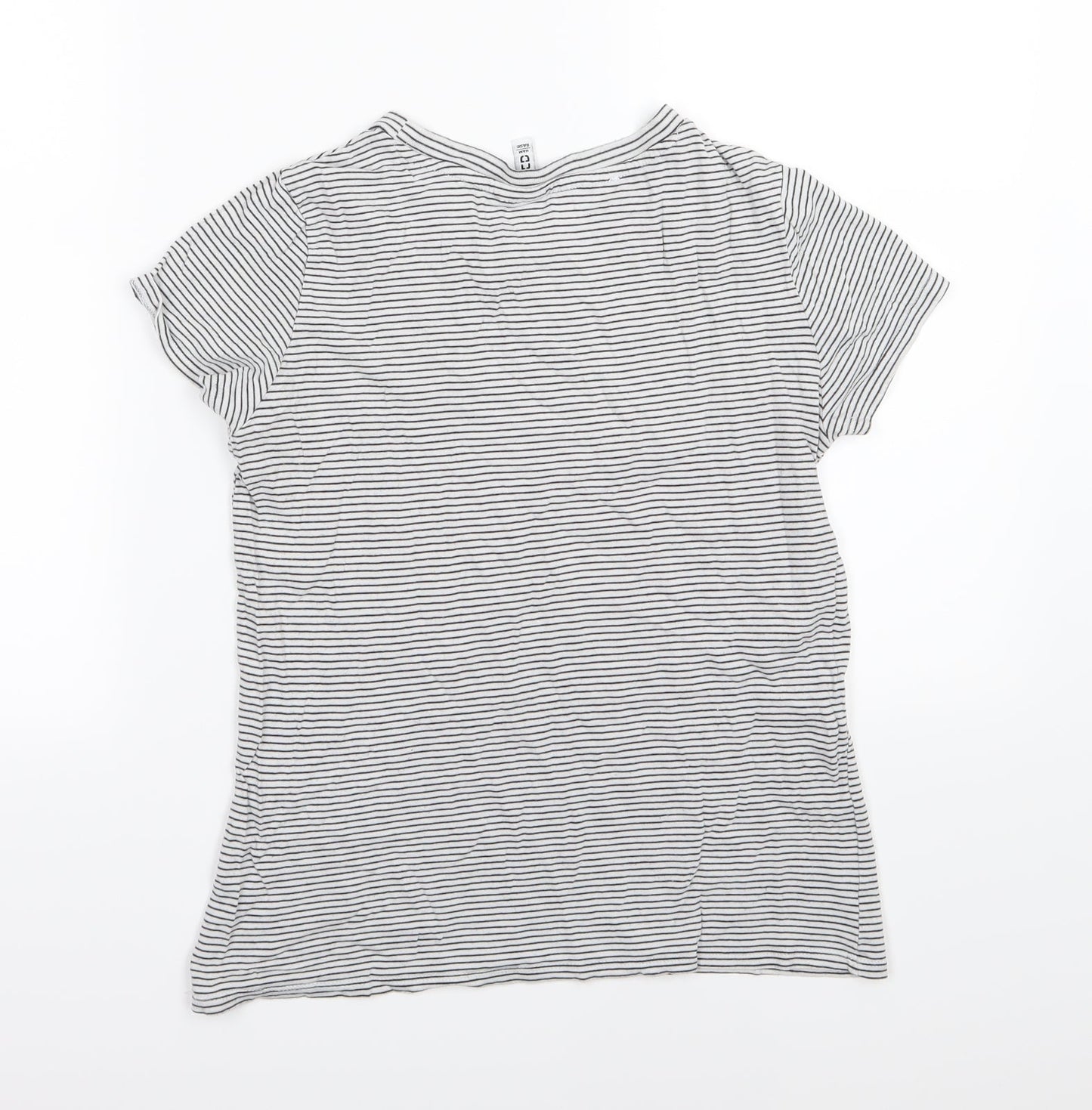 Divided by H&M Womens Grey Striped Jersey Basic T-Shirt Size S