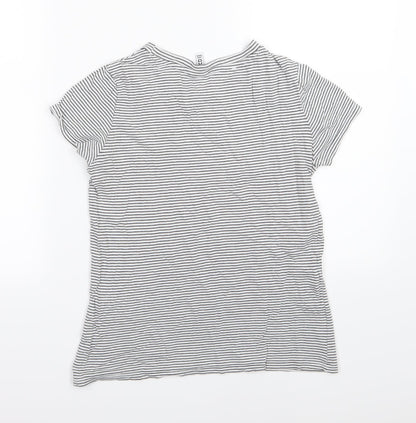 Divided by H&M Womens Grey Striped Jersey Basic T-Shirt Size S
