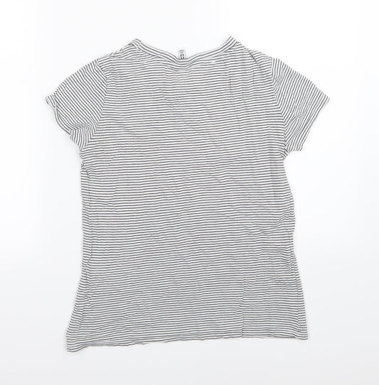 Divided by H&M Womens Grey Striped Jersey Basic T-Shirt Size S
