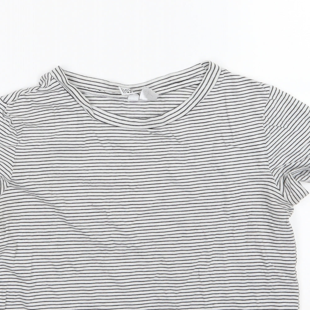 Divided by H&M Womens Grey Striped Jersey Basic T-Shirt Size S