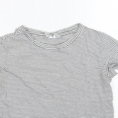 Divided by H&M Womens Grey Striped Jersey Basic T-Shirt Size S