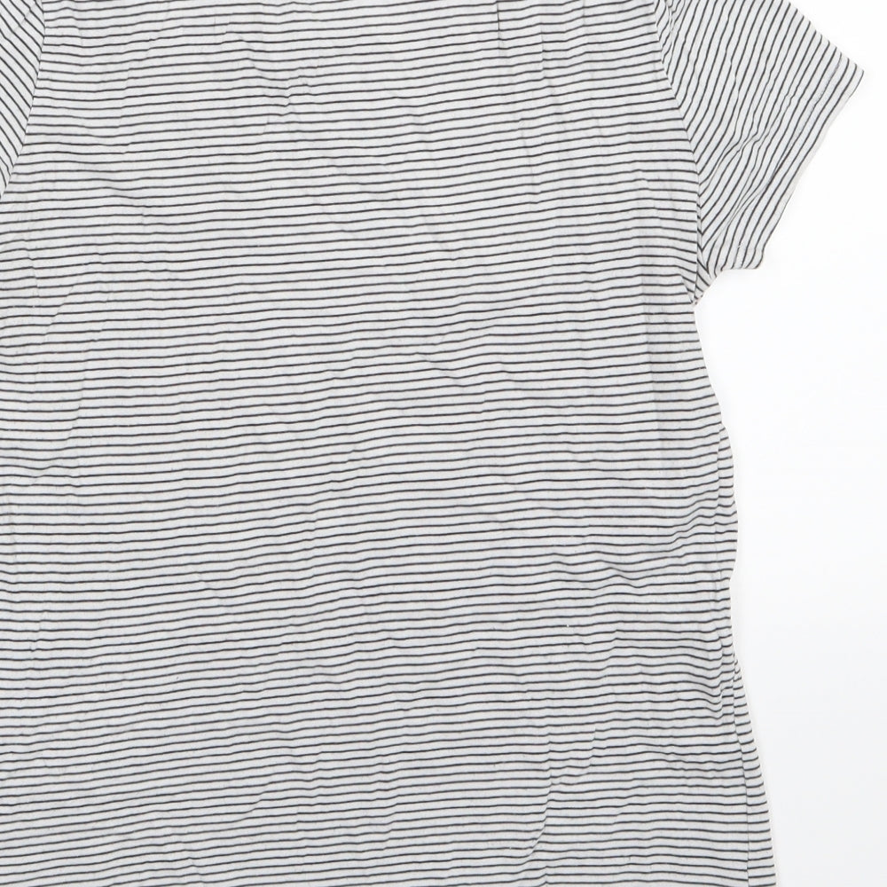 Divided by H&M Womens Grey Striped Jersey Basic T-Shirt Size S