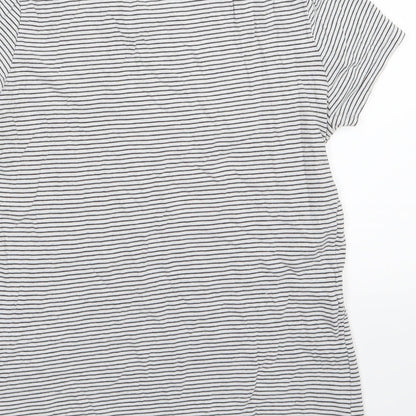 Divided by H&M Womens Grey Striped Jersey Basic T-Shirt Size S
