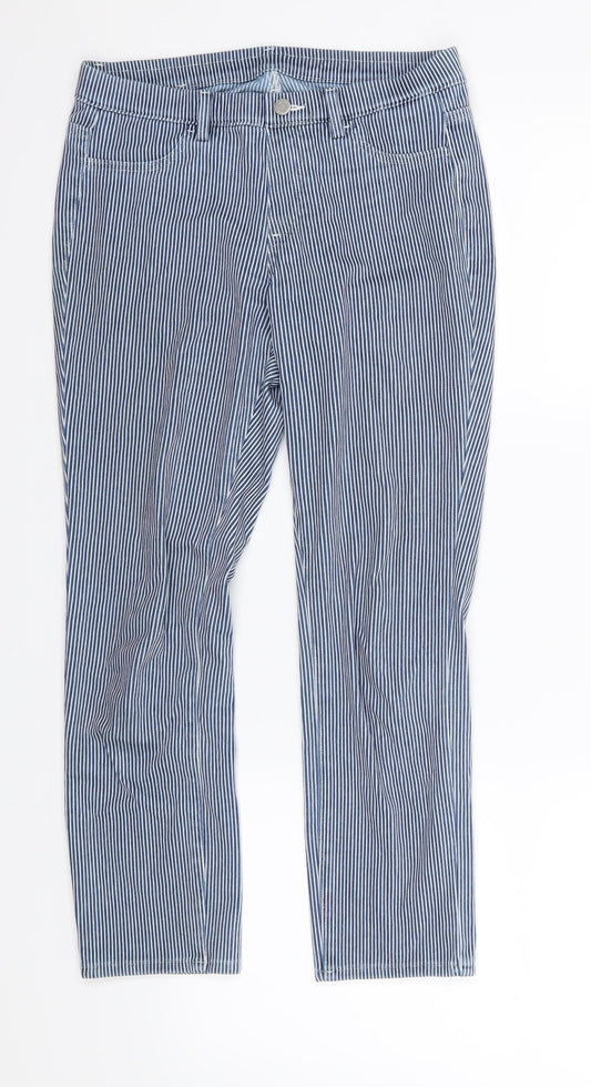 Uniqlo Womens Blue Striped Denim Jegging Jeans Size S L24 in - Cropped