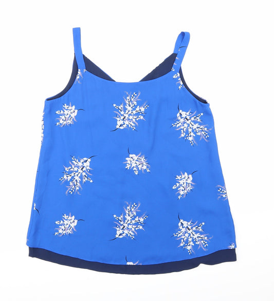 Nutmeg Womens Blue Floral  Basic Tank Size 12