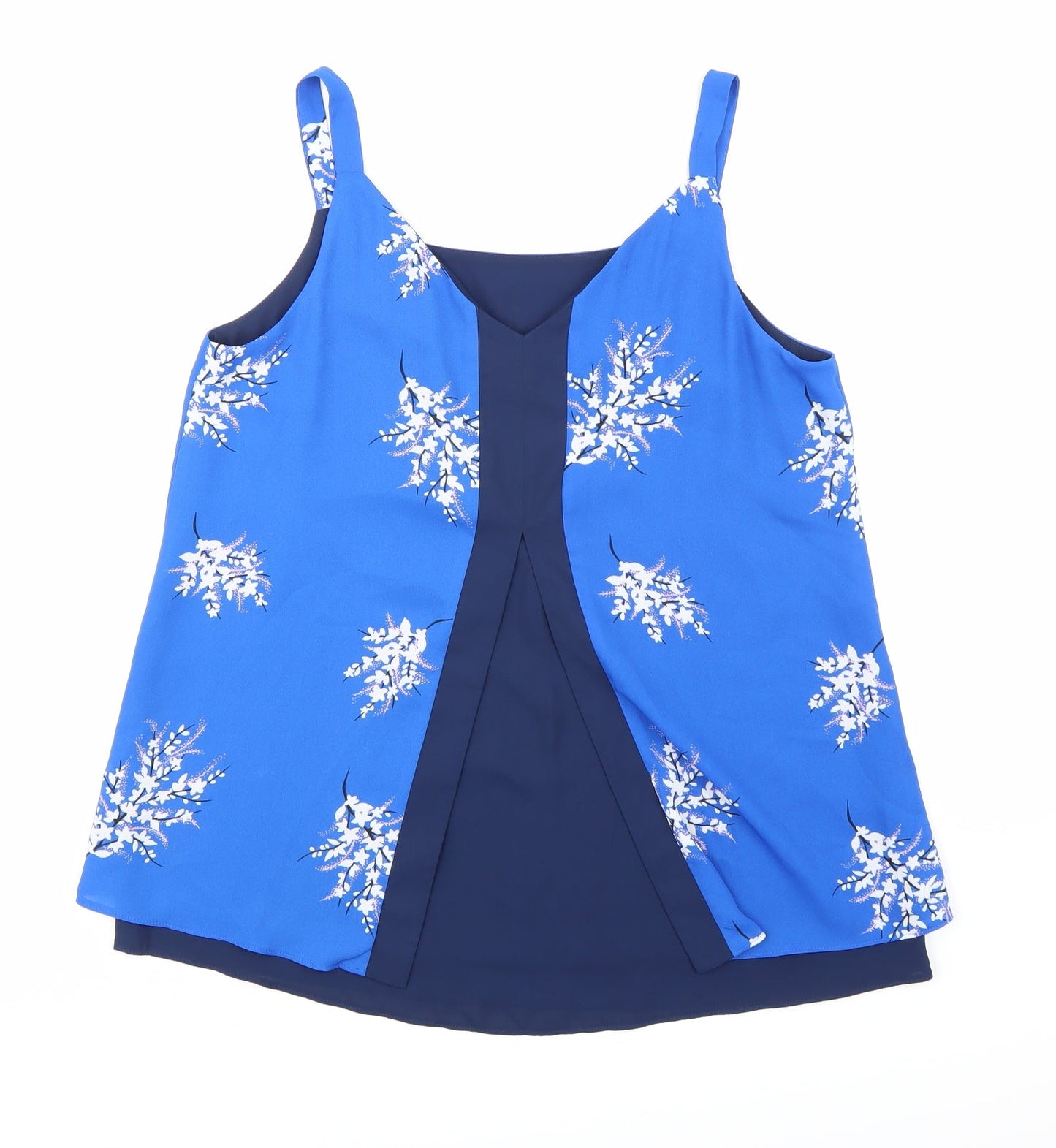 Nutmeg Womens Blue Floral  Basic Tank Size 12