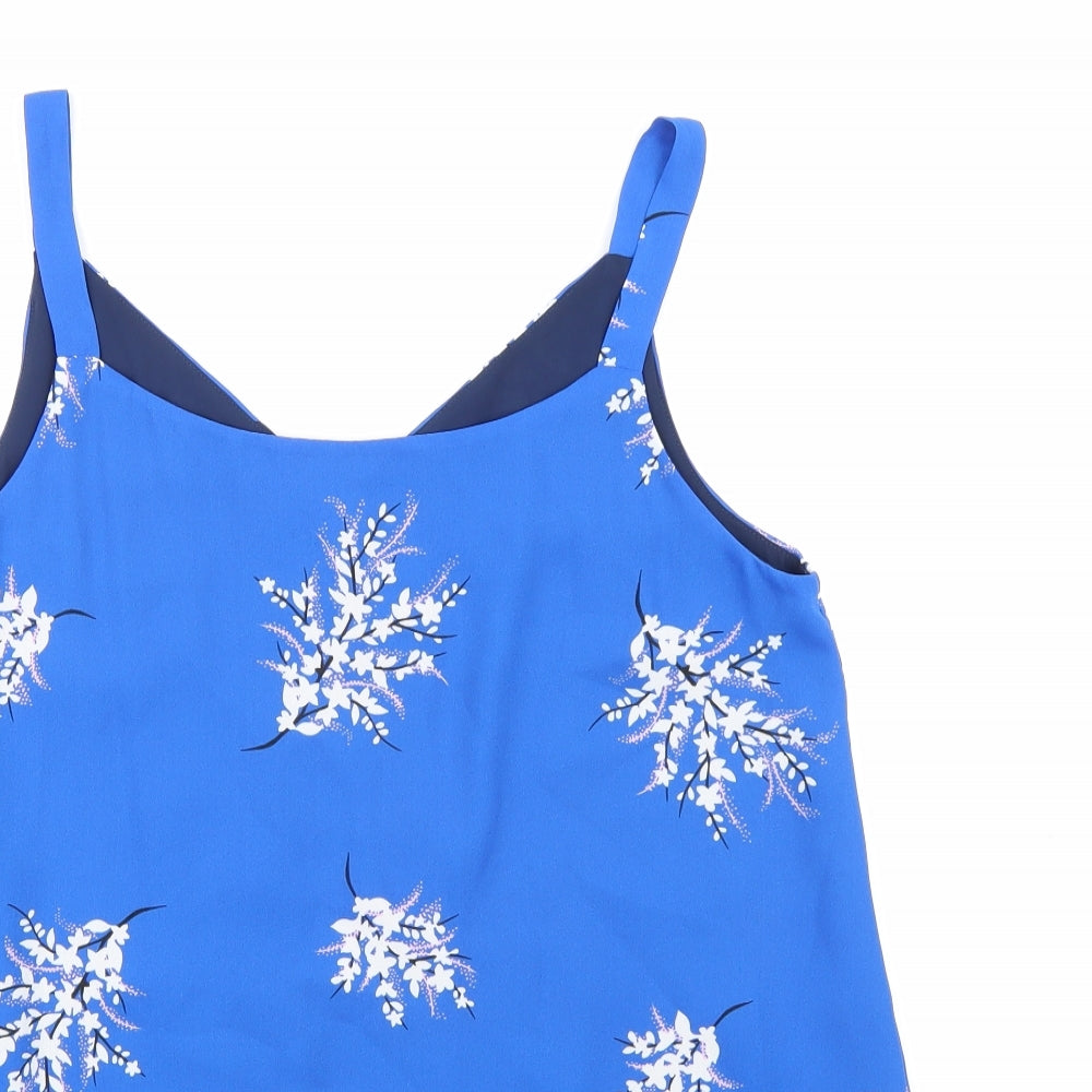 Nutmeg Womens Blue Floral  Basic Tank Size 12