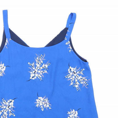 Nutmeg Womens Blue Floral  Basic Tank Size 12