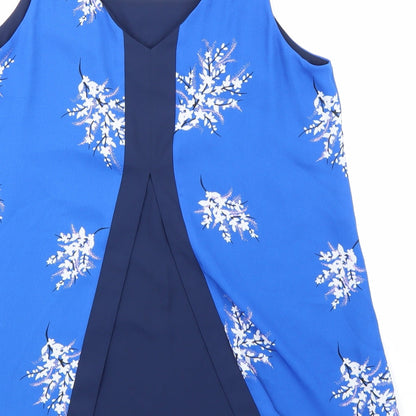 Nutmeg Womens Blue Floral  Basic Tank Size 12