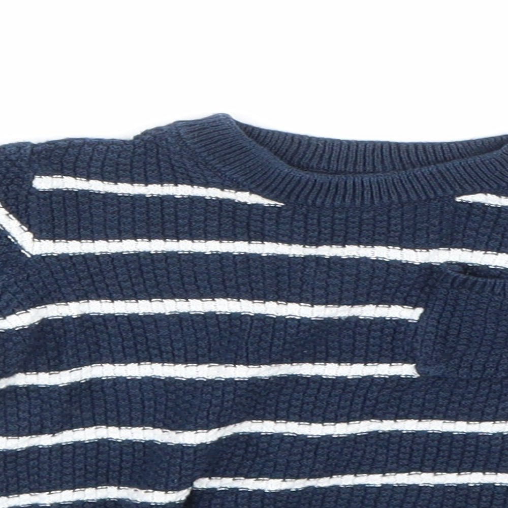 F&F Boys Blue Striped Knit Pullover Jumper Size 6-9 Months