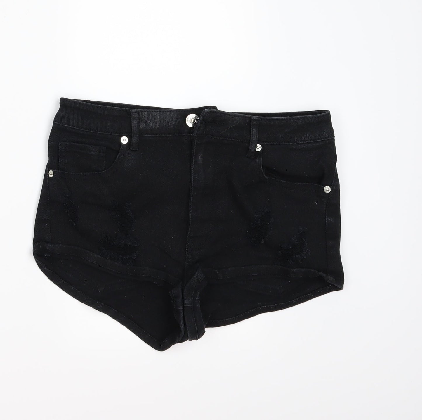 Divided by H&M Womens Black  Denim Hot Pants Shorts Size 8