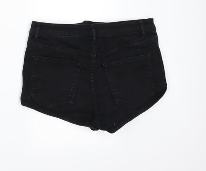 Divided by H&M Womens Black  Denim Hot Pants Shorts Size 8