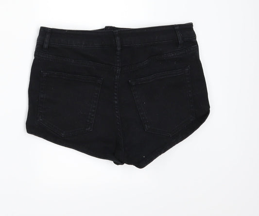 Divided by H&M Womens Black  Denim Hot Pants Shorts Size 8