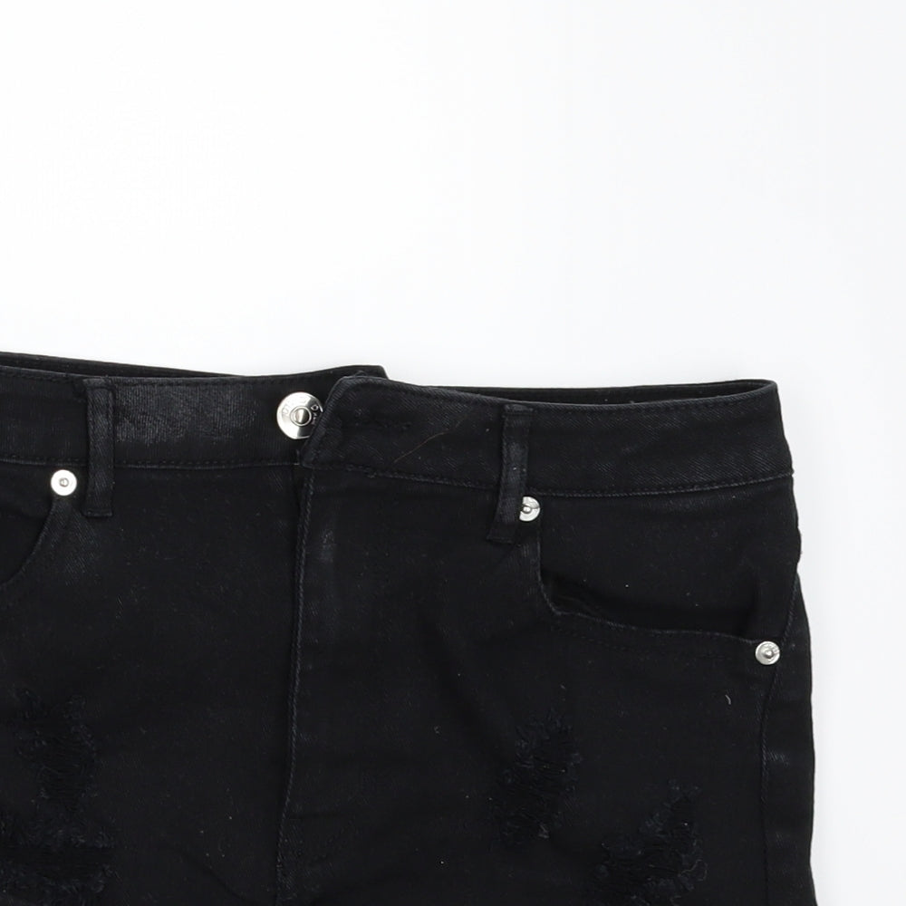 Divided by H&M Womens Black  Denim Hot Pants Shorts Size 8